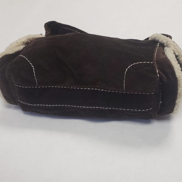 Gap small brown velvet shoulder bag w/ foe lamb sk - Picture 4 of 5